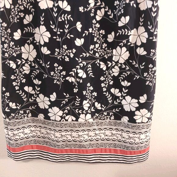 Ann Taylor Loft Dress Sz 14/16 Navy White Floral Sleeveless A Line Button Detail - Picture 5 of 13